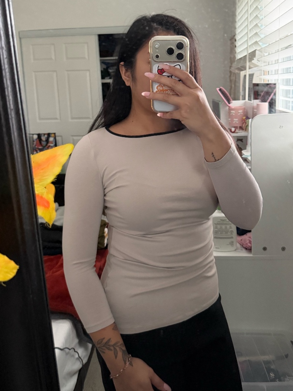 beige long sleeve